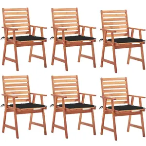 vidaXL Chaises à manger d'extérieur lot de 6 et coussins Acacia massif pas cher