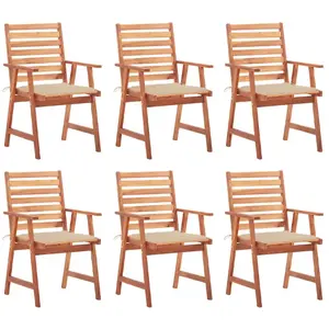 vidaXL Chaises à dîner d'extérieur 6 pcs avec coussins Acacia massif pas cher
