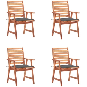 vidaXL Chaises à dîner d'extérieur 4 pcs avec coussins Acacia massif pas cher