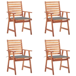 vidaXL Chaises à dîner d'extérieur 4 pcs avec coussins Acacia massif pas cher
