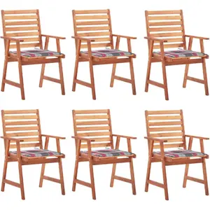 vidaXL Chaises à manger d'extérieur lot de 6 et coussins Acacia massif pas cher