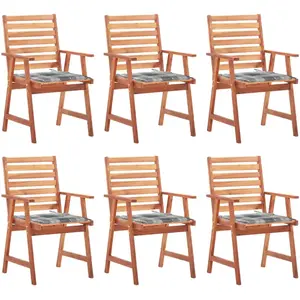 vidaXL Chaises à manger d'extérieur lot de 6 et coussins Acacia massif pas cher