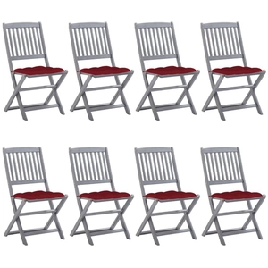 vidaXL Chaises pliables d'extérieur 8 pcs avec coussins Bois d'acacia pas cher