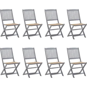 vidaXL Chaises pliables d'extérieur 8 pcs avec coussins Bois d'acacia pas cher