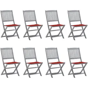 vidaXL Chaises pliables d'extérieur lot de 8 et coussins Bois d'acacia pas cher