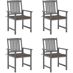 vidaXL Chaises de jardin avec coussins 8 pcs Bois d'acacia solide Gris pas cher