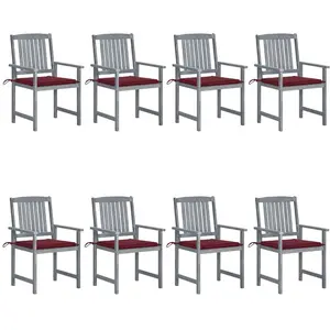 vidaXL Chaises de jardin et coussins lot de 8 Bois acacia solide Gris pas cher