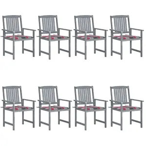 vidaXL Chaises de jardin avec coussins 8 pcs Bois d'acacia solide Gris pas cher