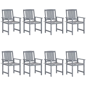 vidaXL Chaises de jardin avec coussins 8 pcs Bois d'acacia solide Gris pas cher