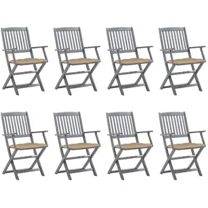 vidaXL Chaises pliables d'extérieur 8 pcs avec coussins Bois d'acacia pas cher