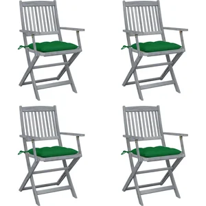 vidaXL Chaises pliables d'extérieur 8 pcs avec coussins Bois d'acacia pas cher