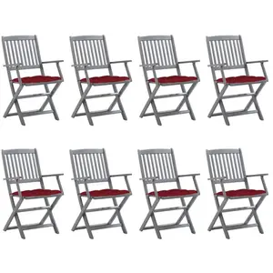 vidaXL Chaises pliables d'extérieur 8 pcs avec coussins Bois d'acacia pas cher