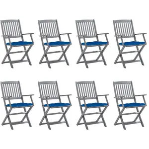 vidaXL Chaises pliables d'extérieur 8 pcs avec coussins Bois d'acacia pas cher
