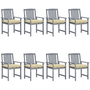 vidaXL Chaises de jardin avec coussins 8 pcs Bois d'acacia solide Gris pas cher