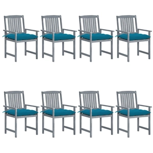 vidaXL Chaises de jardin avec coussins 8 pcs Bois d'acacia solide Gris pas cher