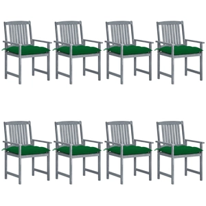 vidaXL Chaises de jardin avec coussins 8 pcs Bois d'acacia solide Gris pas cher