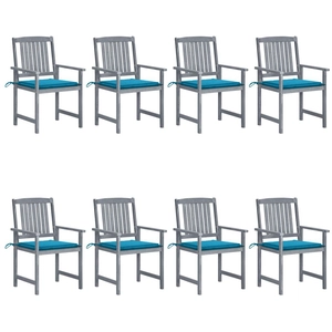 vidaXL Chaises de jardin avec coussins 8 pcs Bois d'acacia solide Gris pas cher