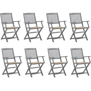 vidaXL Chaises pliables d'extérieur 8 pcs avec coussins Bois d'acacia pas cher