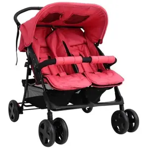 vidaXL Poussette à deux places Rouge Acier pas cher