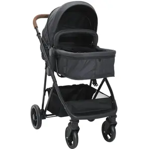 Vidaxl Poussette Pour Bébé 2-En-1 Anthracite Et Noir Acier pas cher