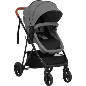 vidaXL Poussette pour bébé 2-en-1 Gris clair et noir Acier