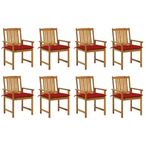 vidaXL Chaises de jardin avec coussins 8 pcs Bois d'acacia solide pas cher