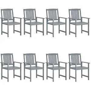 vidaXL Vidaxl Chaises De Jardin Lot De 8 Bois Massif D'acacia Gris pas cher