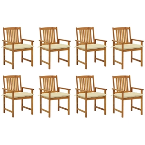 vidaXL Chaises de jardin avec coussins 8 pcs Bois d'acacia solide pas cher