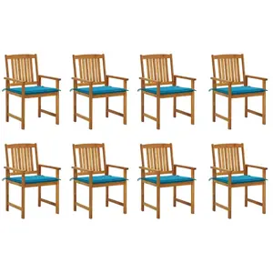 vidaXL Chaises de jardin avec coussins 8 pcs Bois d'acacia solide pas cher