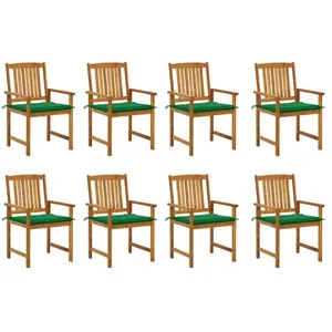 Chaises de jardin avec coussins 8 pcs Bois d'acacia solide Vidaxl Green pas cher