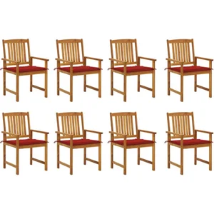 vidaXL Chaises de jardin avec coussins 8 pcs Bois d'acacia solide pas cher