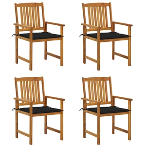 Chaises de jardin avec coussins 8 pcs Bois d'acacia solide Vidaxl Black pas cher