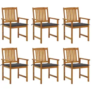 vidaXL Chaises de jardin avec coussins 6 pcs Bois d'acacia massif pas cher