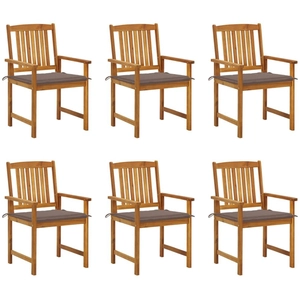 vidaXL Chaises de jardin avec coussins 6 pcs Bois d'acacia massif pas cher