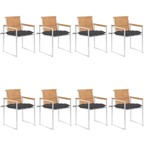 Comparateur de prix : vidaXL Vidaxl Chaises De Jardin Lot De 8 Avec Coussins Bois De Teck Massif