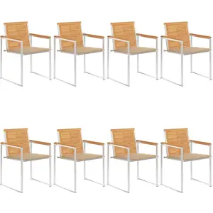 Comparateur de prix : vidaXL Chaises de jardin lot de 8 avec coussins Bois de teck massif