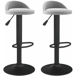 vidaXL Tabourets de bar lot de 2 gris clair velours pas cher