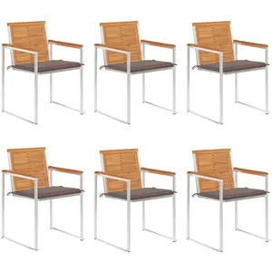 vidaXL - Tuinstoelen - 6 - st - met - kussens - massief - acaciahout pas cher