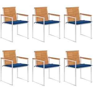 vidaXL Chaises de jardin lot de 6 avec coussins Bois d'acacia solide pas cher