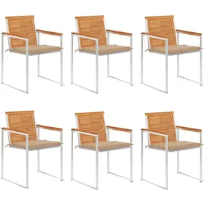 vidaXL - Tuinstoelen - 6 - st - met - kussens - massief - acaciahout pas cher