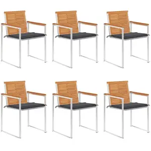 vidaXL Chaises de jardin lot de 6 avec coussins Bois d'acacia solide pas cher