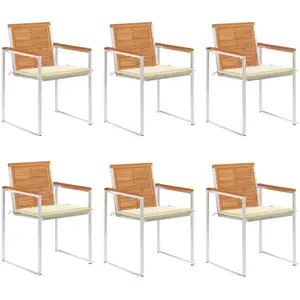 vidaXL - Tuinstoelen - 6 - st - met - kussens - massief - acaciahout pas cher