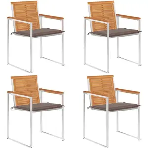 vidaXL Vidaxl Chaises De Jardin 4 Pcs Avec Coussins Bois D'acacia Massif pas cher