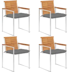 vidaXL Chaises de jardin lot de 4 avec coussins Bois d'acacia massif pas cher