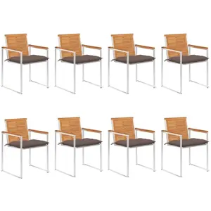 Comparateur de prix : vidaXL Chaises de jardin lot de 8 avec coussins Bois d'acacia solide