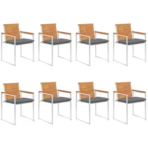Comparateur de prix : vidaXL Chaises de jardin lot de 8 avec coussins Bois d'acacia solide