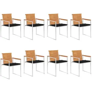 vidaXL Chaises de jardin lot de 8 avec coussins Bois d'acacia solide pas cher