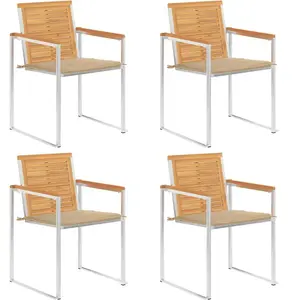 vidaXL Vidaxl Chaises De Jardin Lot De 4 Avec Coussins Bois De Teck Massif pas cher