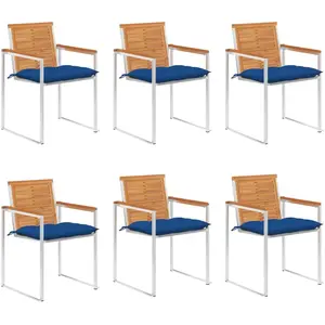 vidaXL Chaises de jardin lot de 6 avec coussins Bois d'acacia solide pas cher