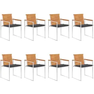 vidaXL Chaises de jardin lot de 8 avec coussins Bois d'acacia solide pas cher